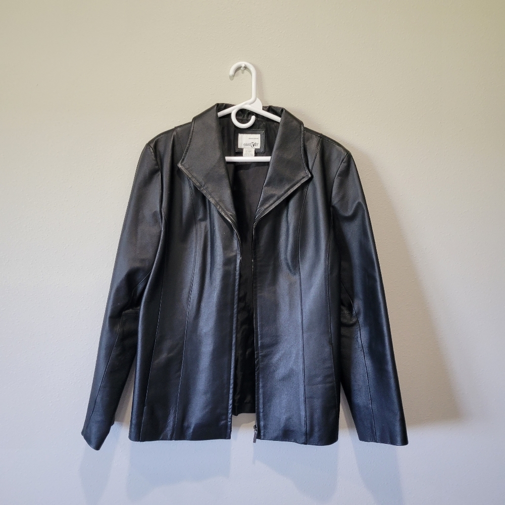 East 5th Genuine Leather Black Structered Leather Jacket Sz Large